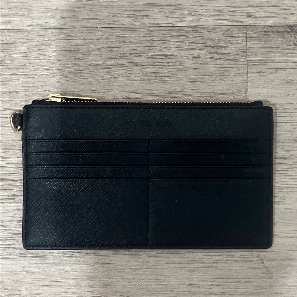 Michael Kors Black Saffiano Leather Zip Card Case